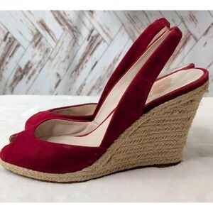 Michael Kors Red Suede Peep Toe Espadrilles